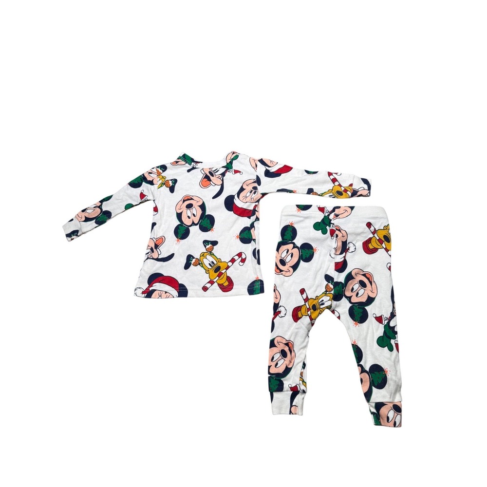 GAP x Disney Baby Christmas Pajamas 6-12 Months Mickey Mouse Pluto Holiday Set